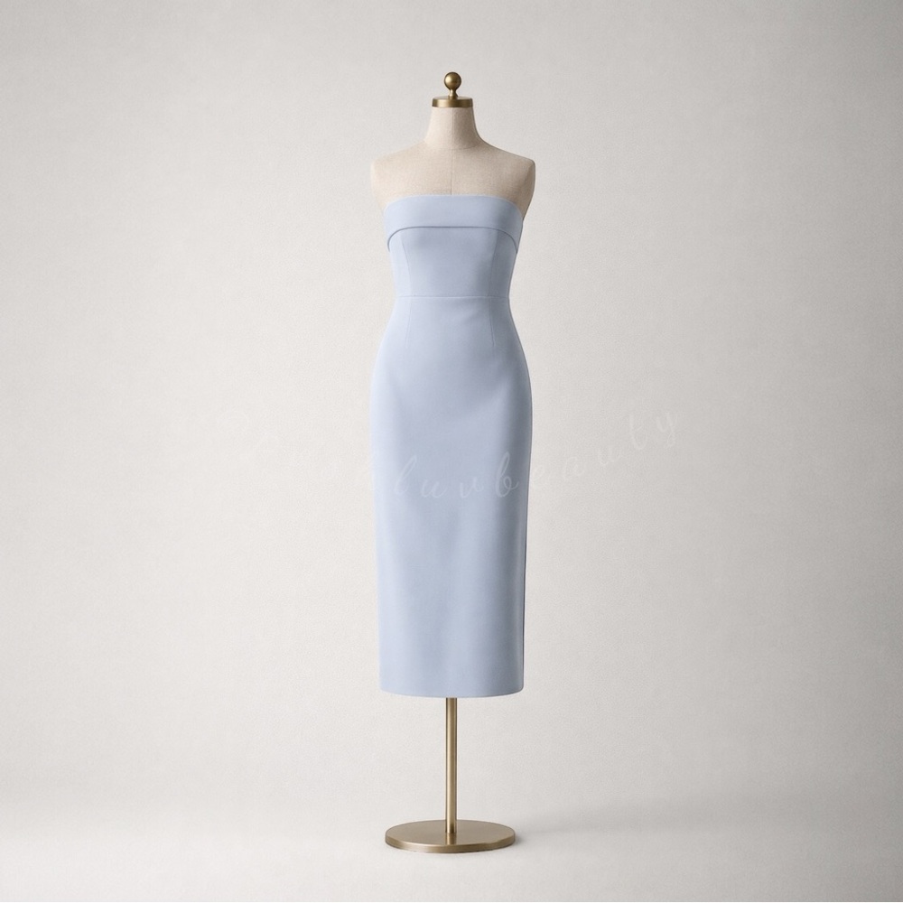 NWT Babaton FigureKnit Eyecatcher Strapless Midi Dress Dew Blue Aritzia L - Picture 6 of 6